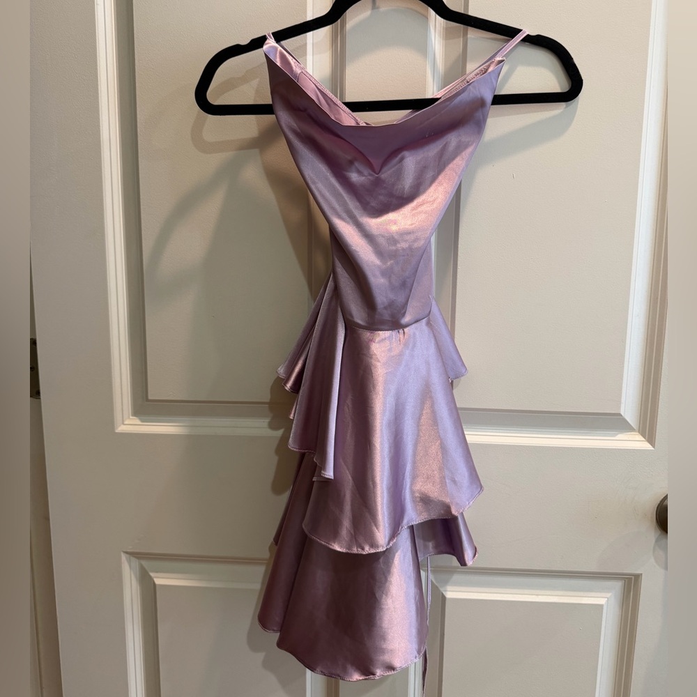 ASOS Lilac Satin Tiered Mini Dress